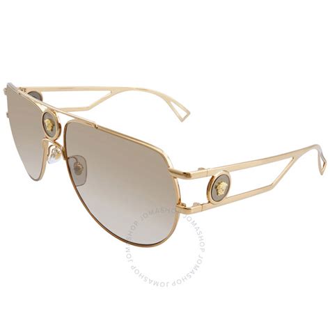 Versace Brown Mirror Gold Pilot Men's Sunglasses 